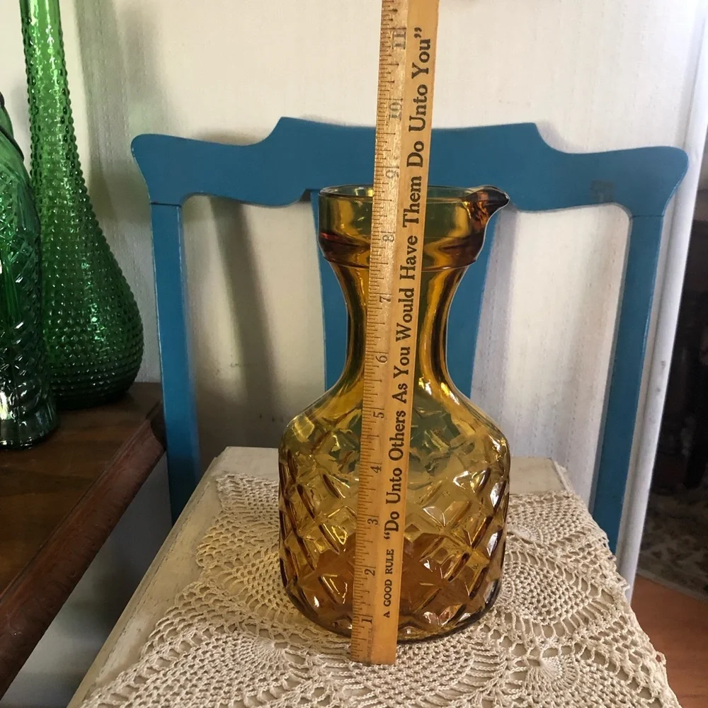 Vintage Amber Glass Carafe Pitcher